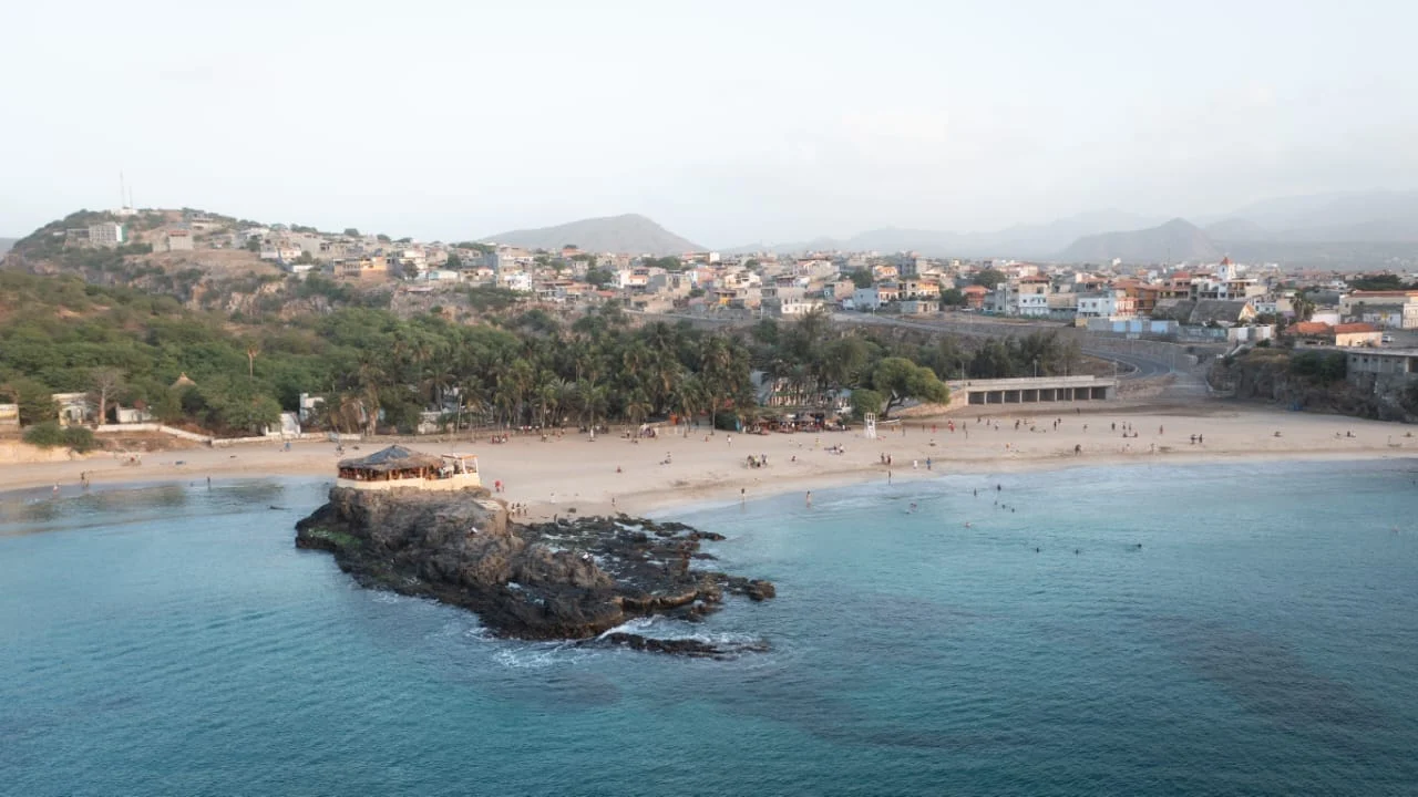 The bay and beach of Tarrafal from above